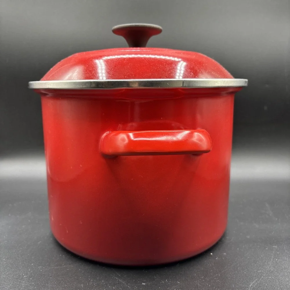 Le Creuset 6 QT Enamel on Steel Stock Pot Cerise Cherry Red